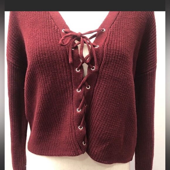 Forever 21 Cropped Lace-Up Sweater - Picture 1 of 7